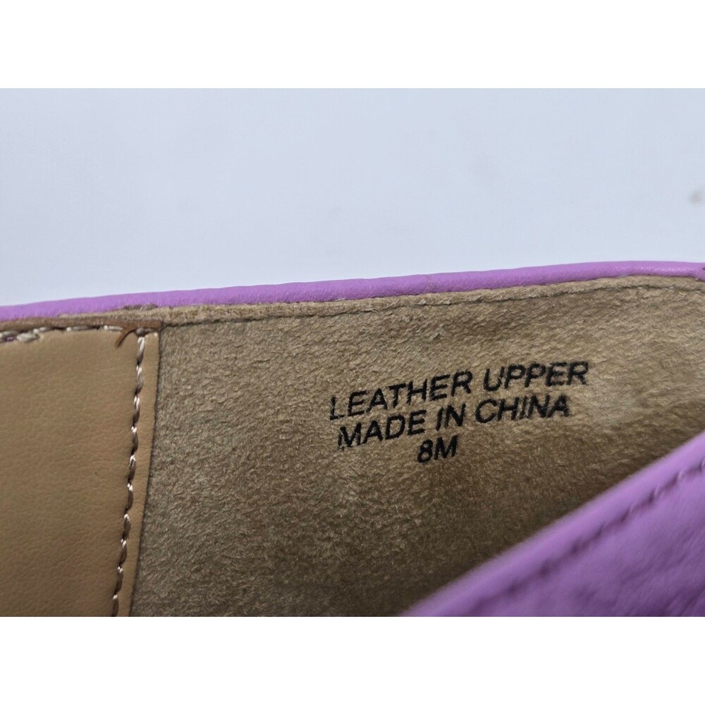 Talbots Lilac Purple Leather Loafers Gold Chain Flats Women's Size 8M Preppy - Picture 7 of 10